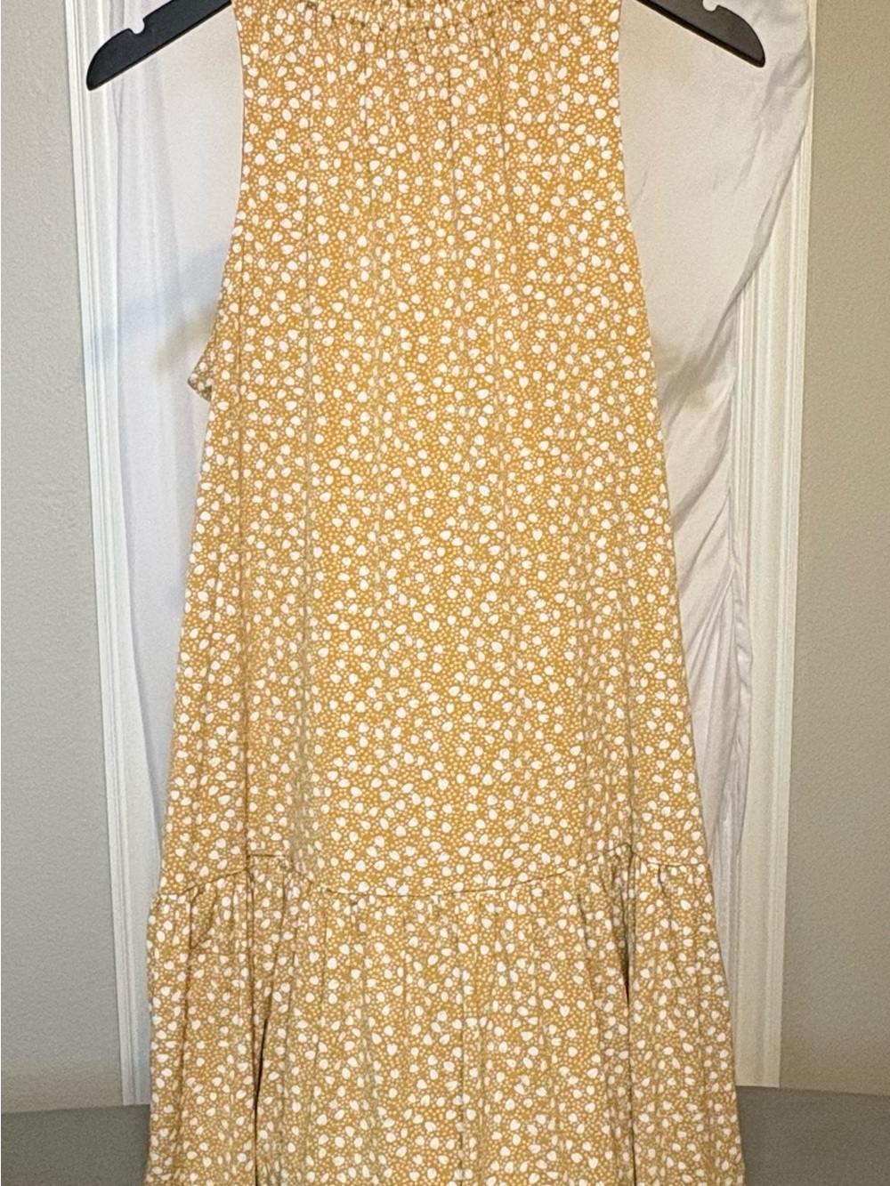 Banana Republic Mustard Yellow Floral Trapeze dress